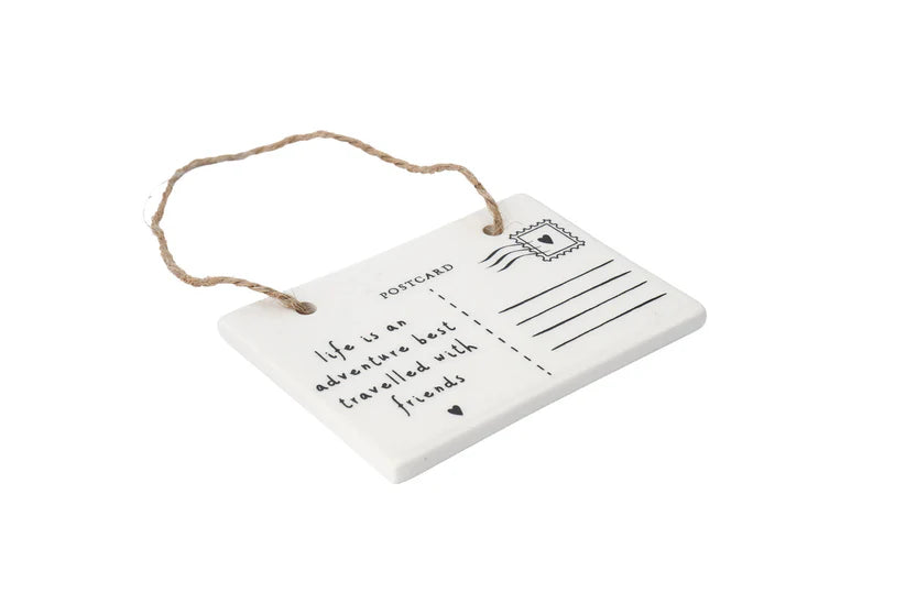 'Life is an adventure....' Postcard Ceramic Hanging Sign