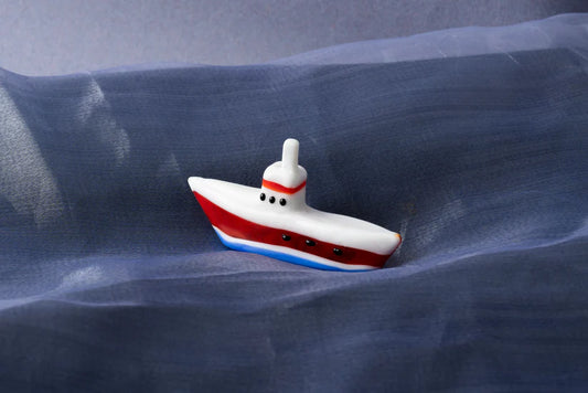 Glass Trawler Ship Figurine