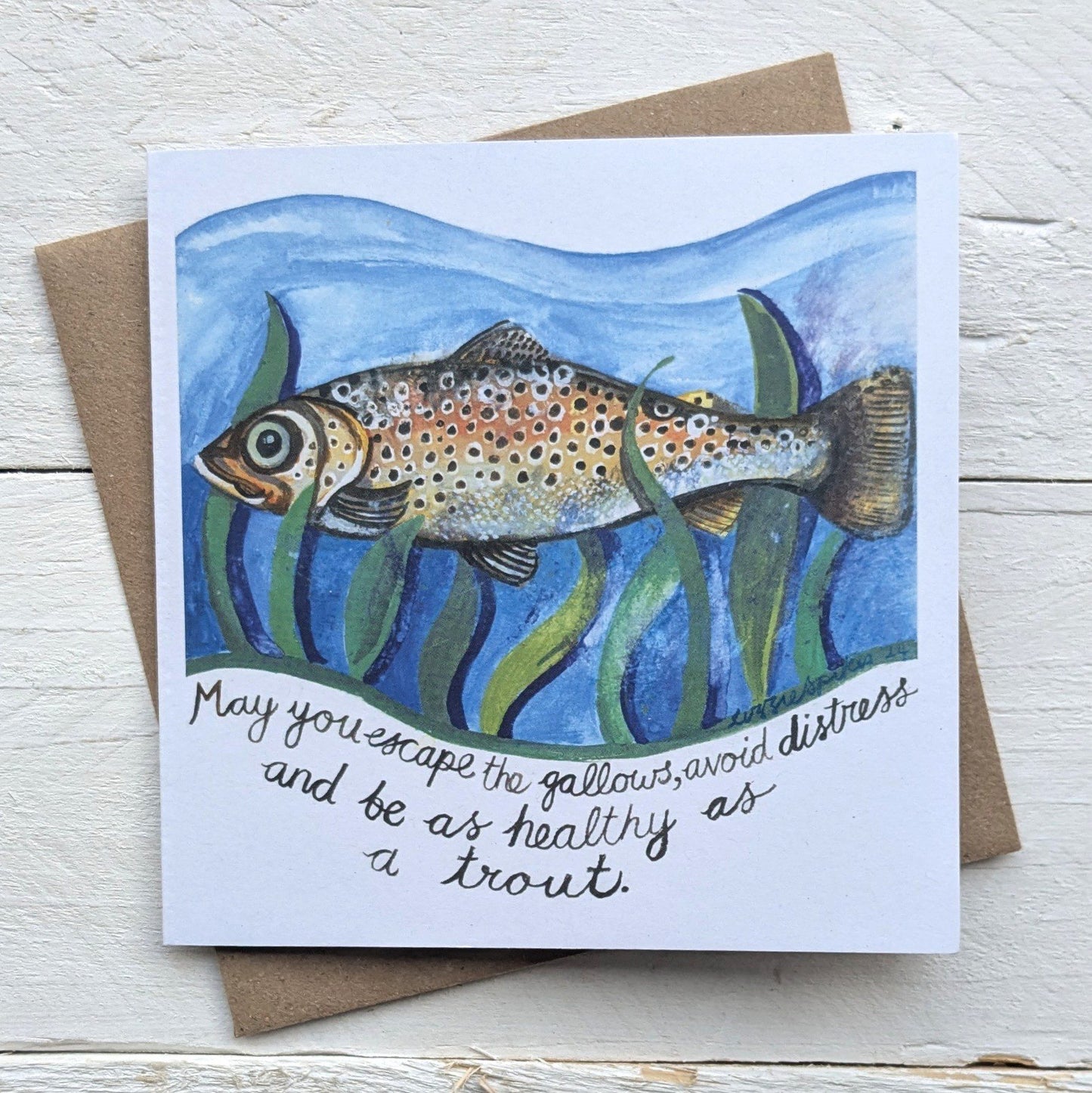 'Healthy as a Trout' Greetings Card