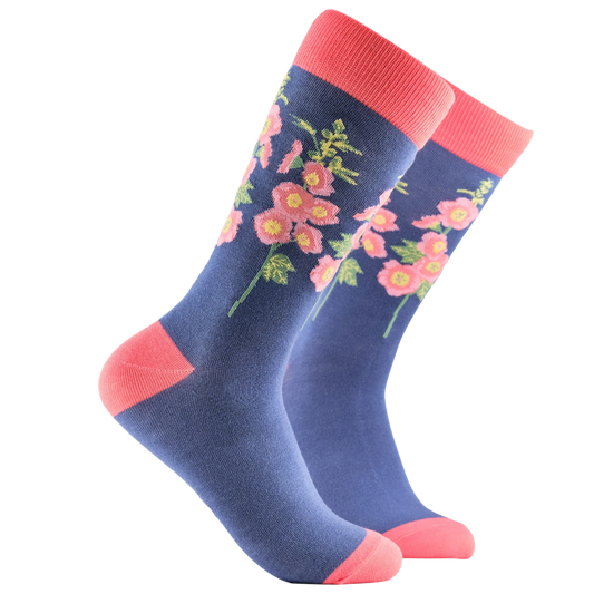 Soctopus Socks - Hollyhocks Floral Bamboo Socks - Size 4-8