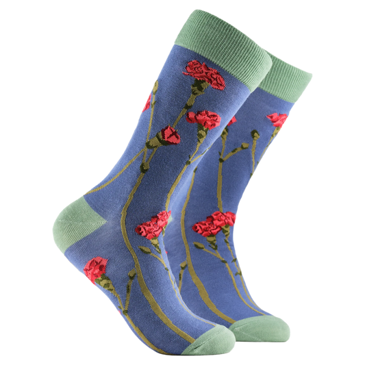 Soctopus Socks - Carnations Floral Bamboo Socks - Size 4-8