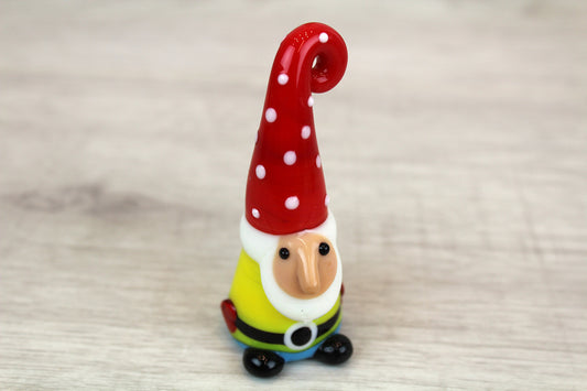 Glass Gnome with red spotty hat