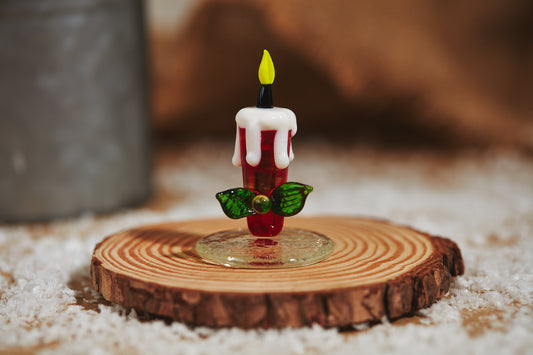Glass Candle and Holly