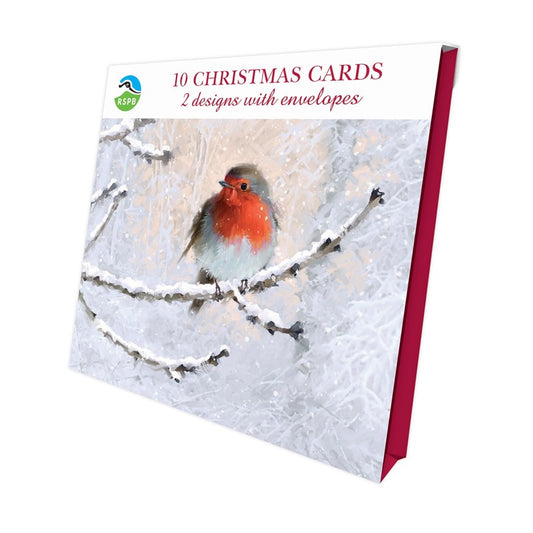 RSPB Frosty Perch Luxury Christmas Cards 10 Pack