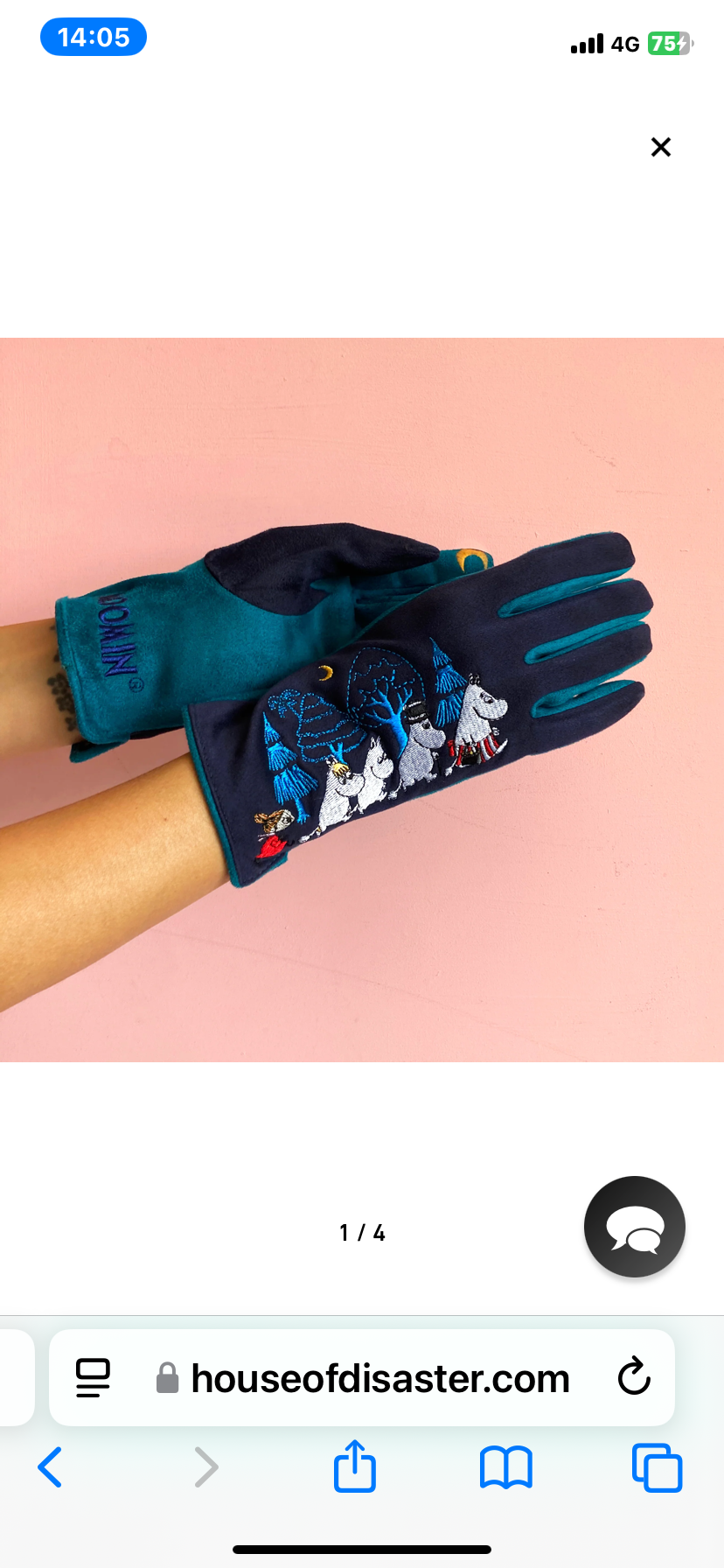 Moomin Blue Forest Embroidered Gloves