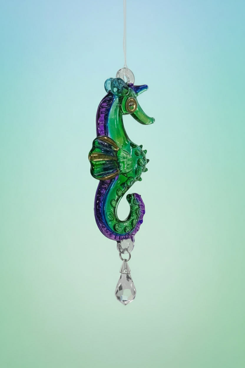 Fantasy Glass Seahorse - Peacock