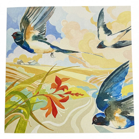 ‘Swallows Over Bone Farm', Greetings Card