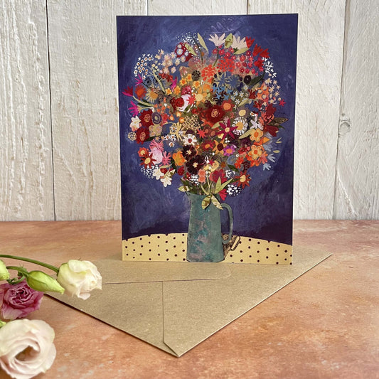 Jug of Flowers Greetings Card