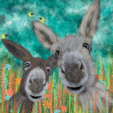 'Donkeys and Fireflies' Greeting Card