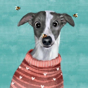 'Whippet and Bees' Greeting Card