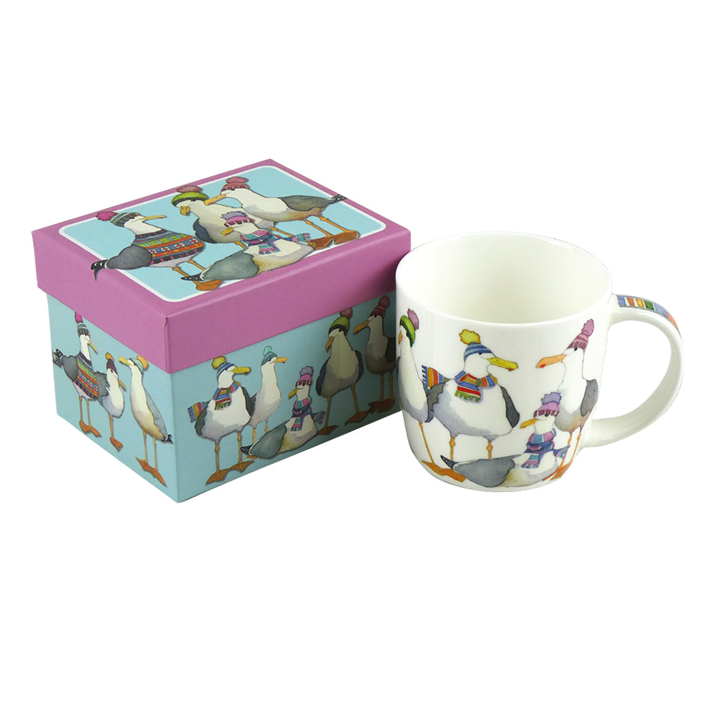 Emma Ball Seagulls in Beanies Bone China Mug
