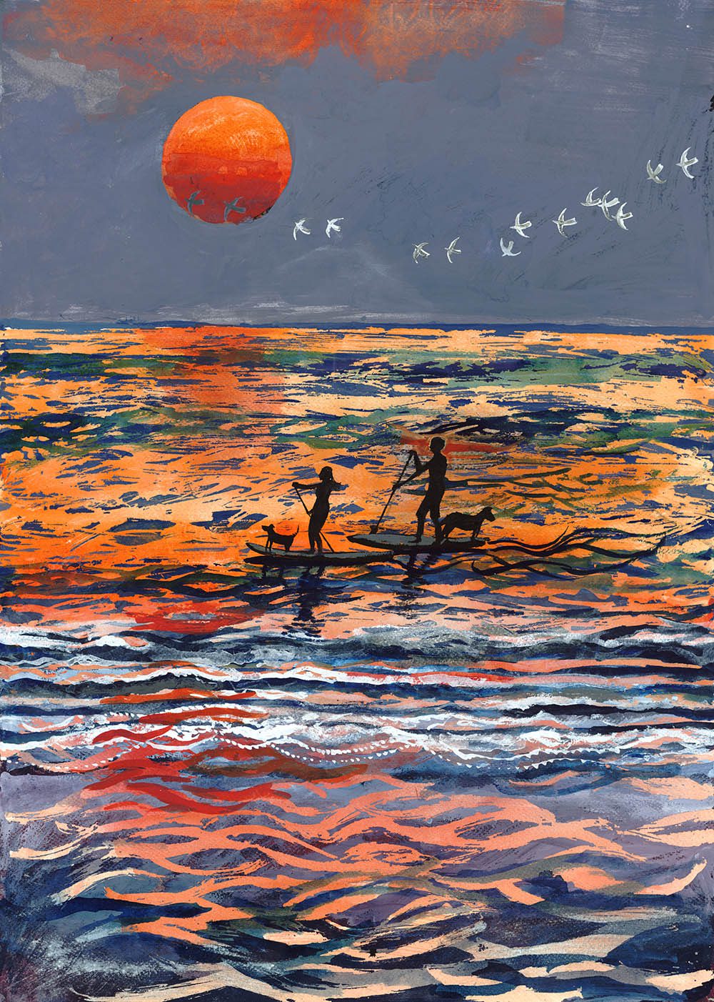 'Paddleboarders' Greetings Card