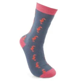 Seahorse Socks, Size 4-7, Denim