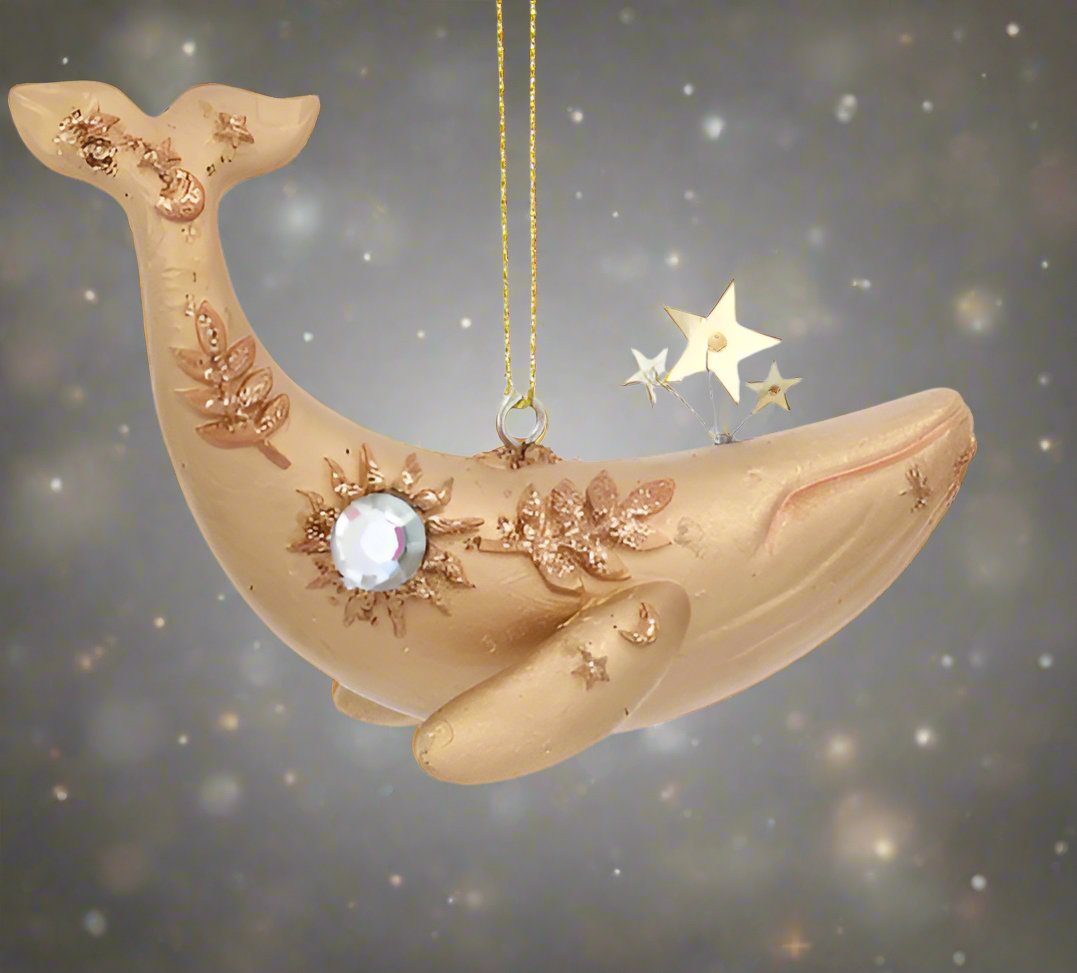 Gold Resin Crab and Whale Christmas Decorations