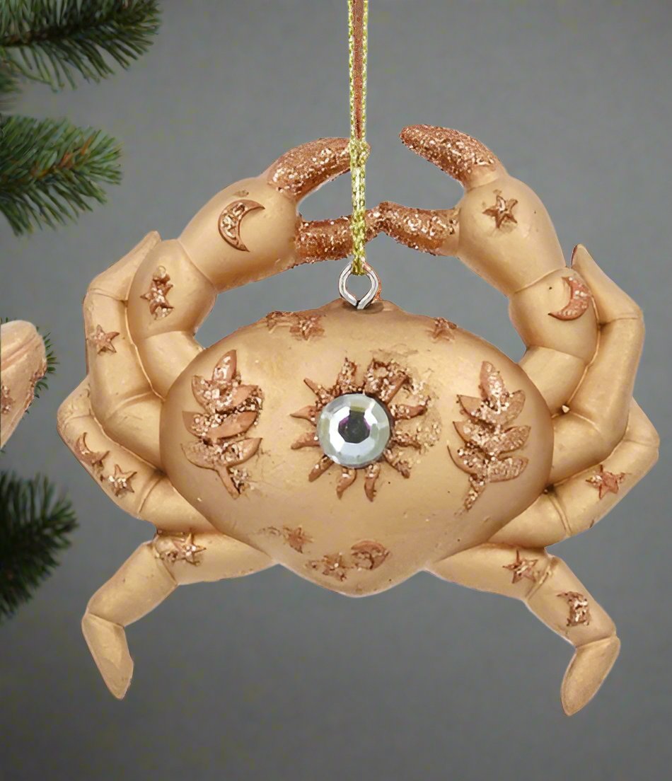 Gold Resin Crab and Whale Christmas Decorations