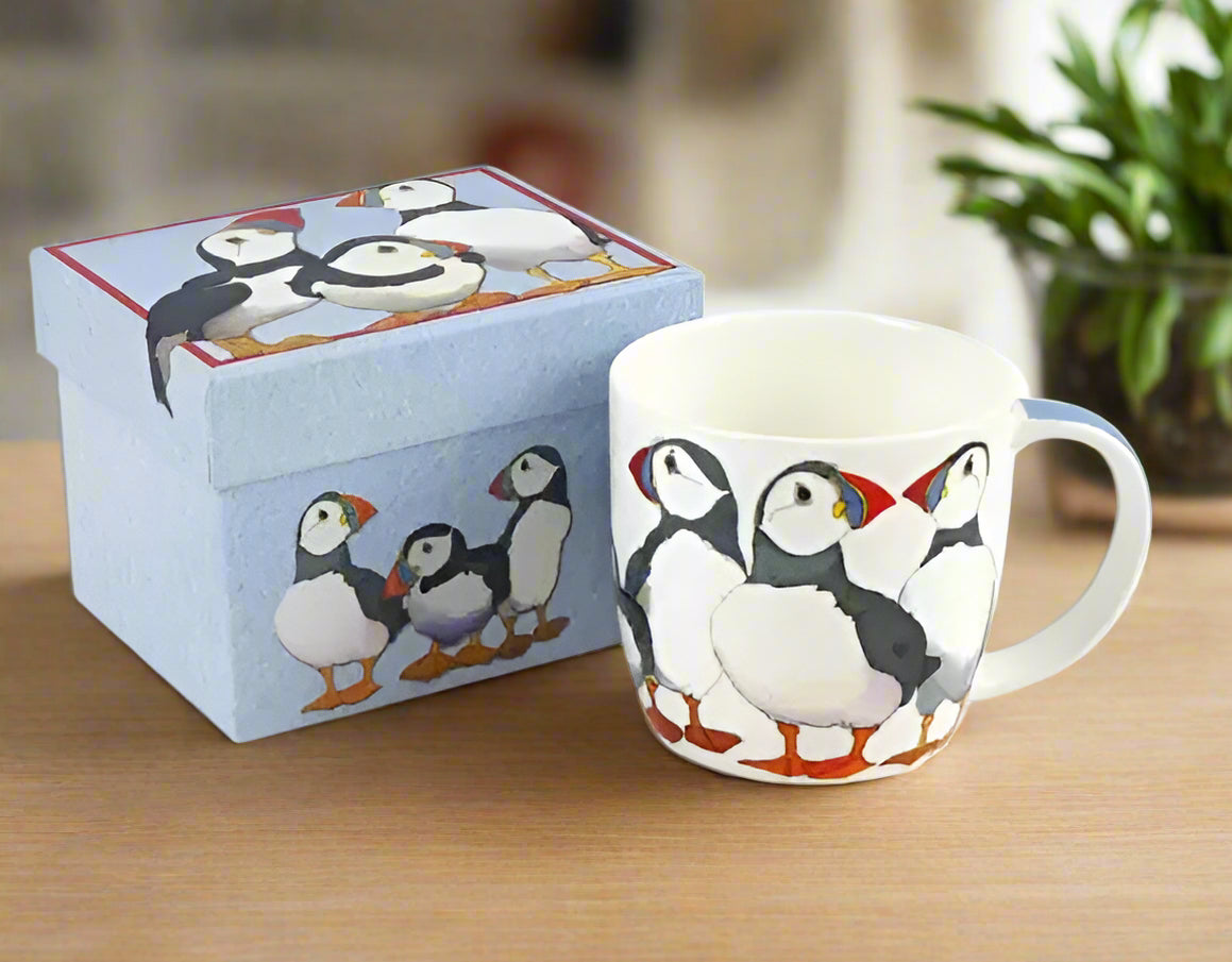 Emma Ball ‘Puffin’ Bone China Mug with Gift Box