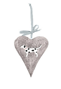 Spotty Dog wooden heart sign