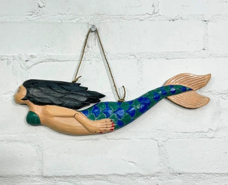Painted Wooden Mermaid Plaque Small