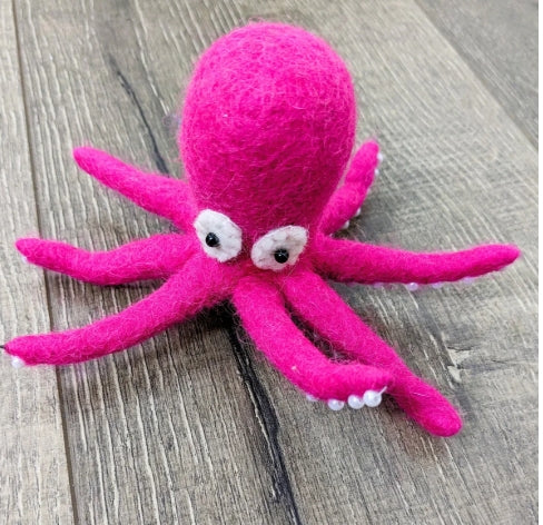 Handmade Beaded Octopus, 100% Wool