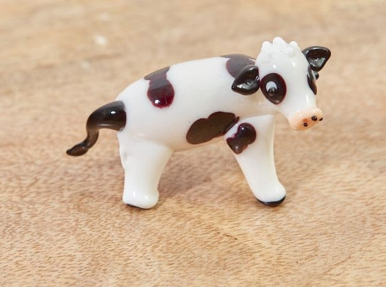 Glass Black and White Cow