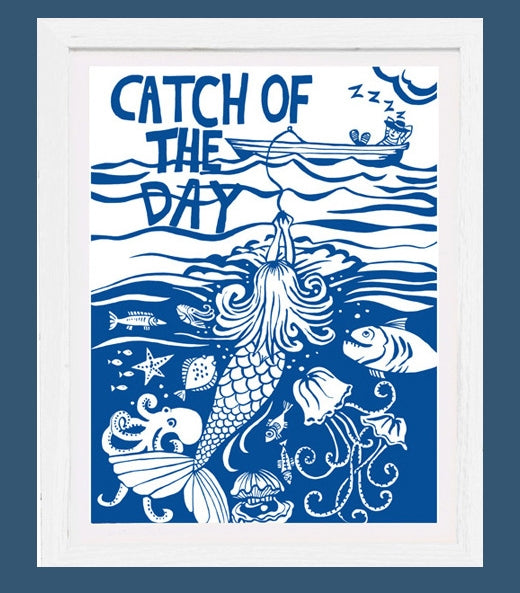 'Catch of The Day' A3 Framed Art Print