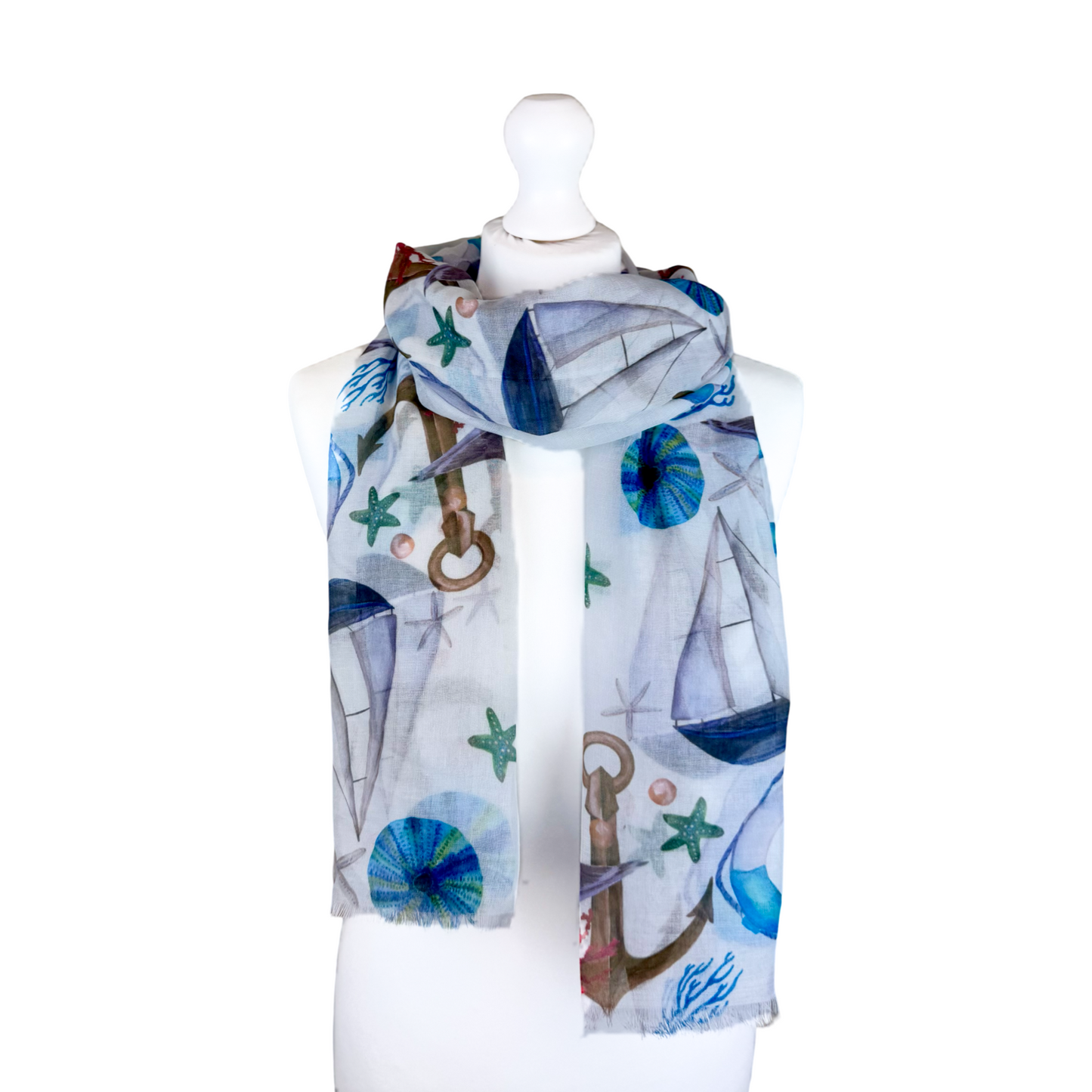 Anchor Print Scarf, Blue