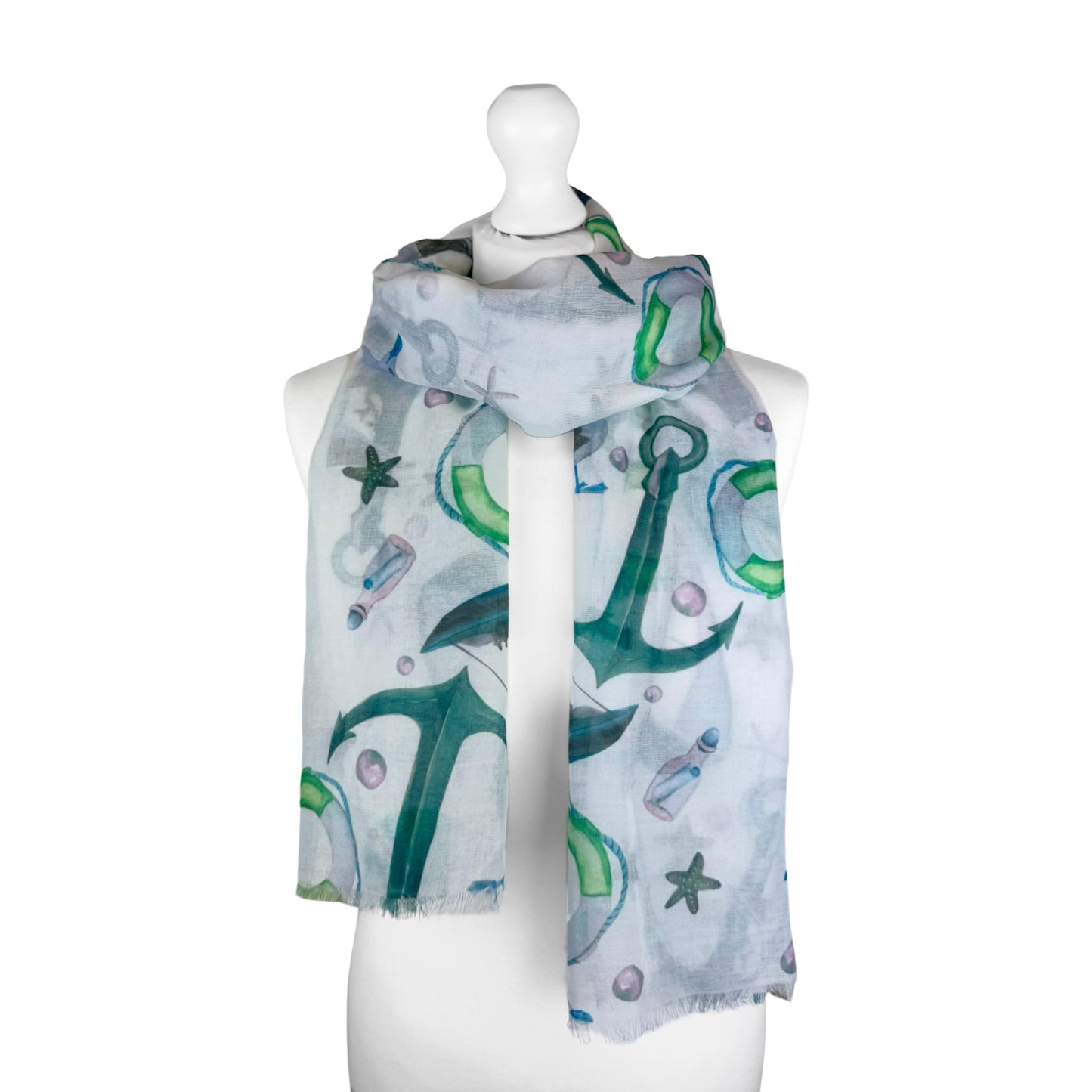 Anchor Print Scarf, Green