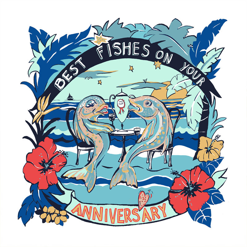 Anniversary Fishes Greetings Card