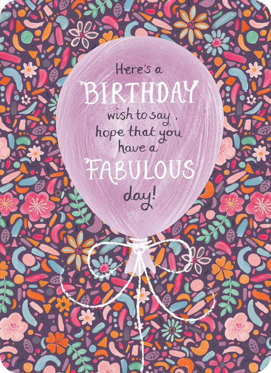 Balloon on Pattern Birthday Greetings Card