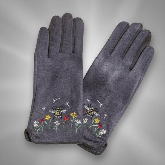 Secret Garden Embroidered Touchscreen Bee Gloves