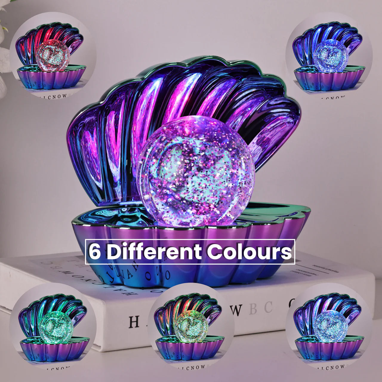 Colour Changing Mood Lamp Clam Shell - Blue Purple