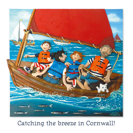 Catching the Breeze in Cornwall Greetings Card