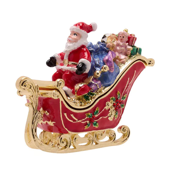 Santa's Christmas Sleigh Treasured Trinket Box