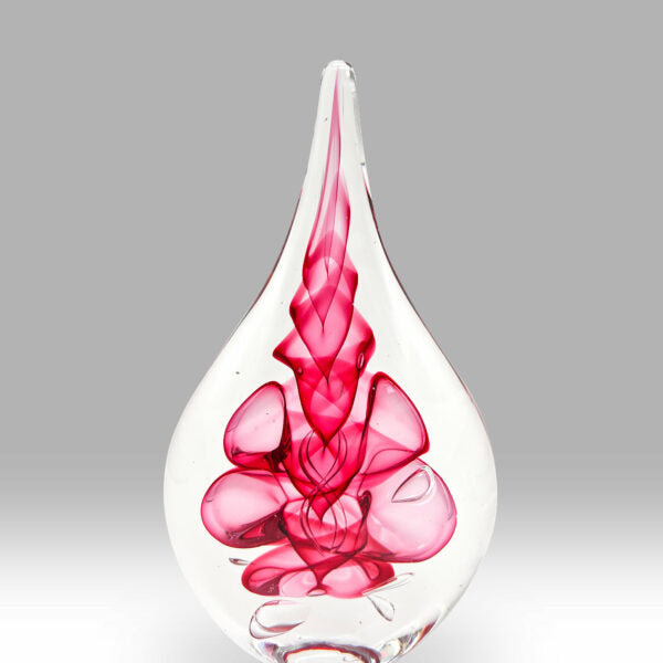 Crystal Glass Drop Paperweight - Copper/Ruby