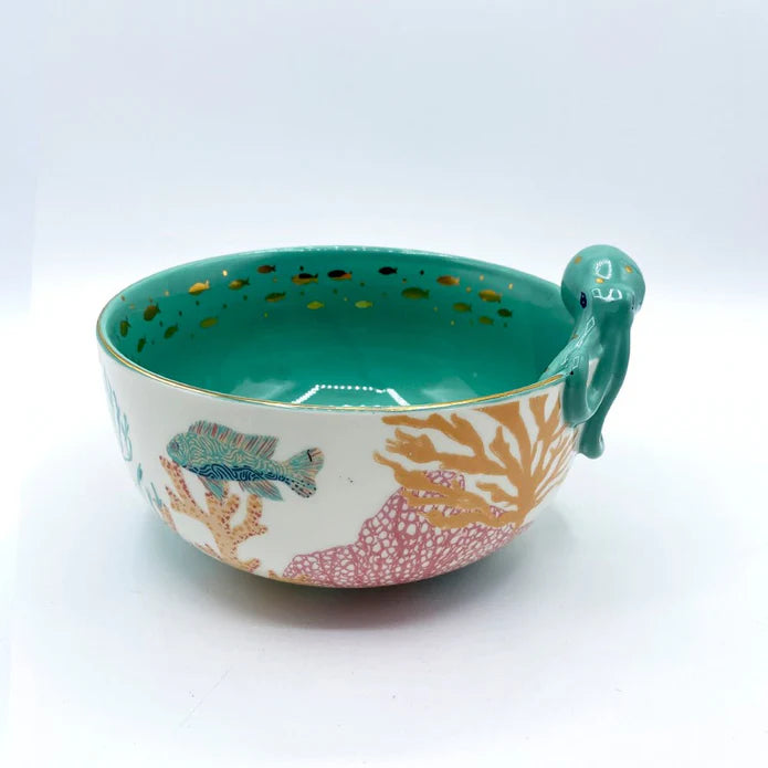Coral Octopus Nibbles Bowl