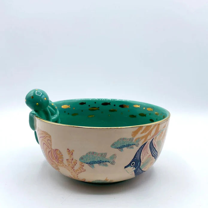 Coral Octopus Nibbles Bowl