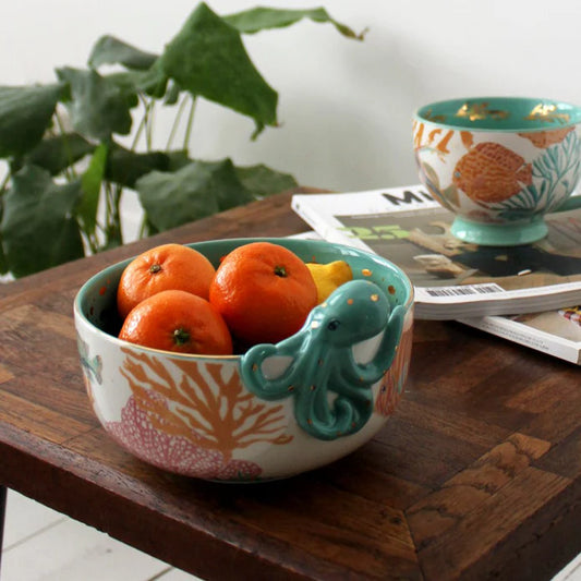 Coral Octopus Nibbles Bowl