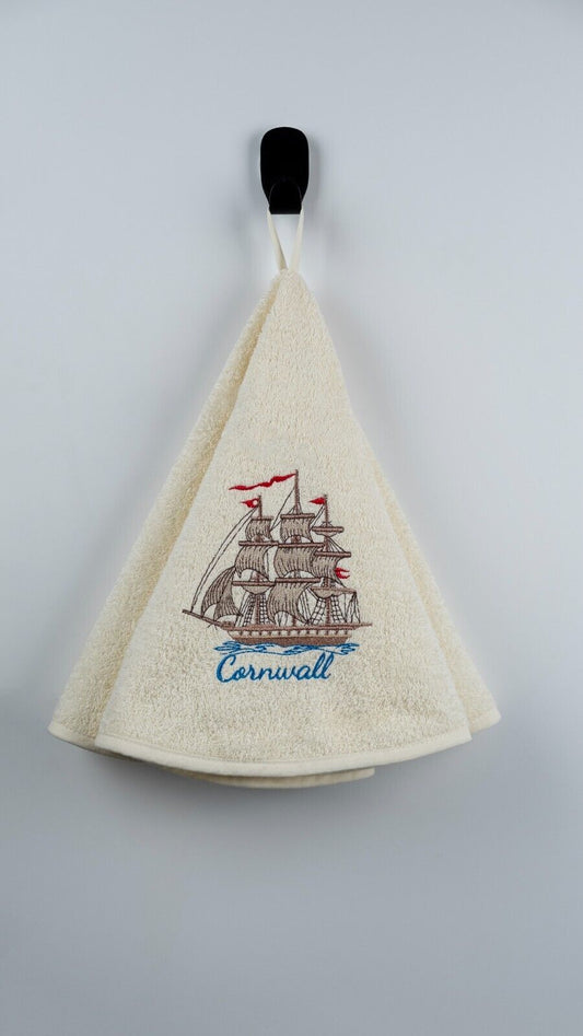 Circular Embroidered Cornwall Hand Towel