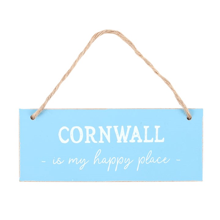 'Cornwall is my Happy Place' wooden Hanging Sign