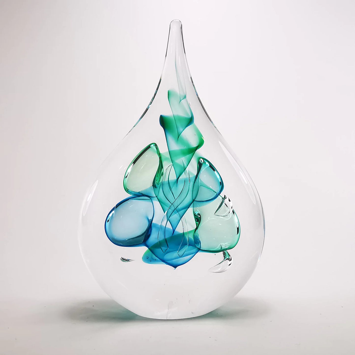 Crystal Glass Drop Paperweight - Teal