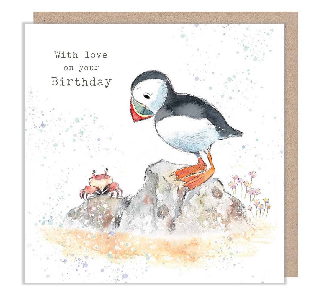 Puffin Birthday Card  'By the Seashore' range