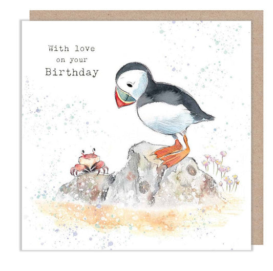 Puffin Birthday Card  'By the Seashore' range