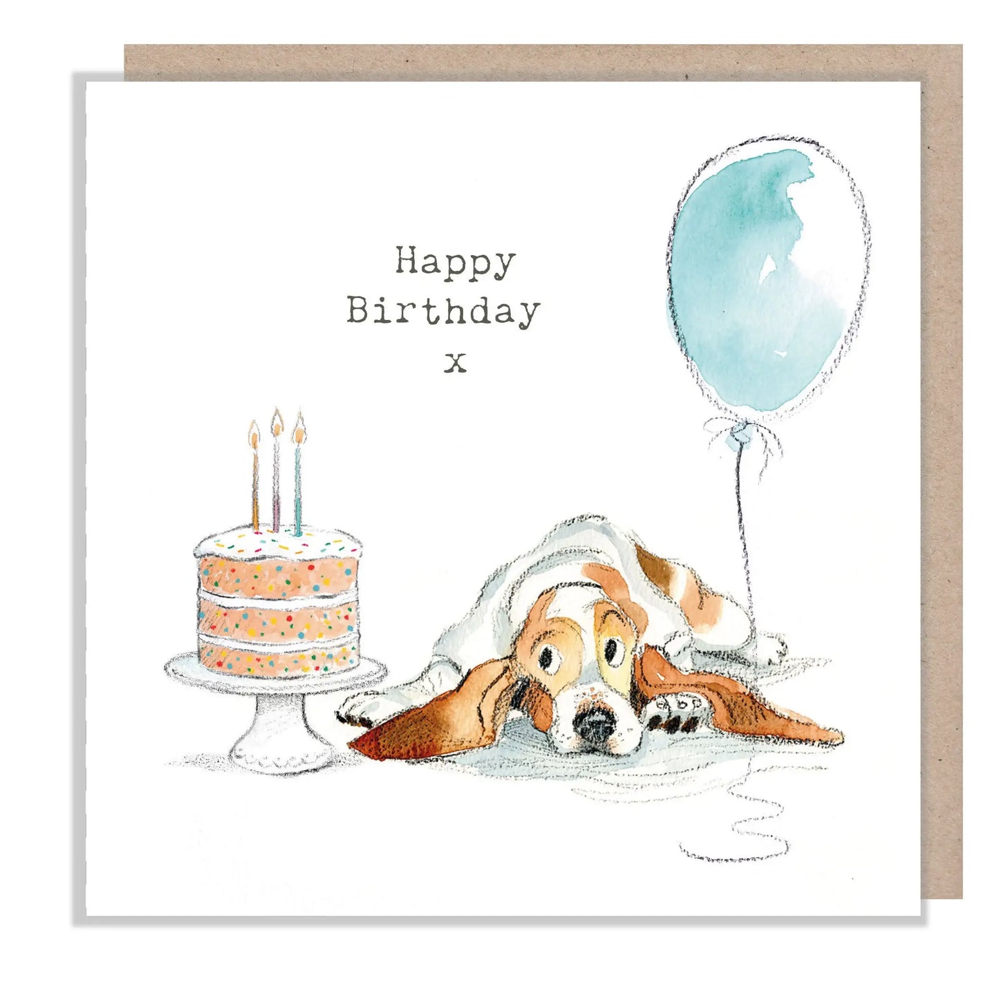 Bassett With Cake Birthday Card