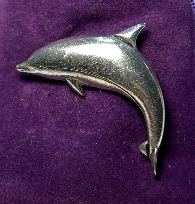 Cornish Pewter Leaping Dolphin Pin Badge