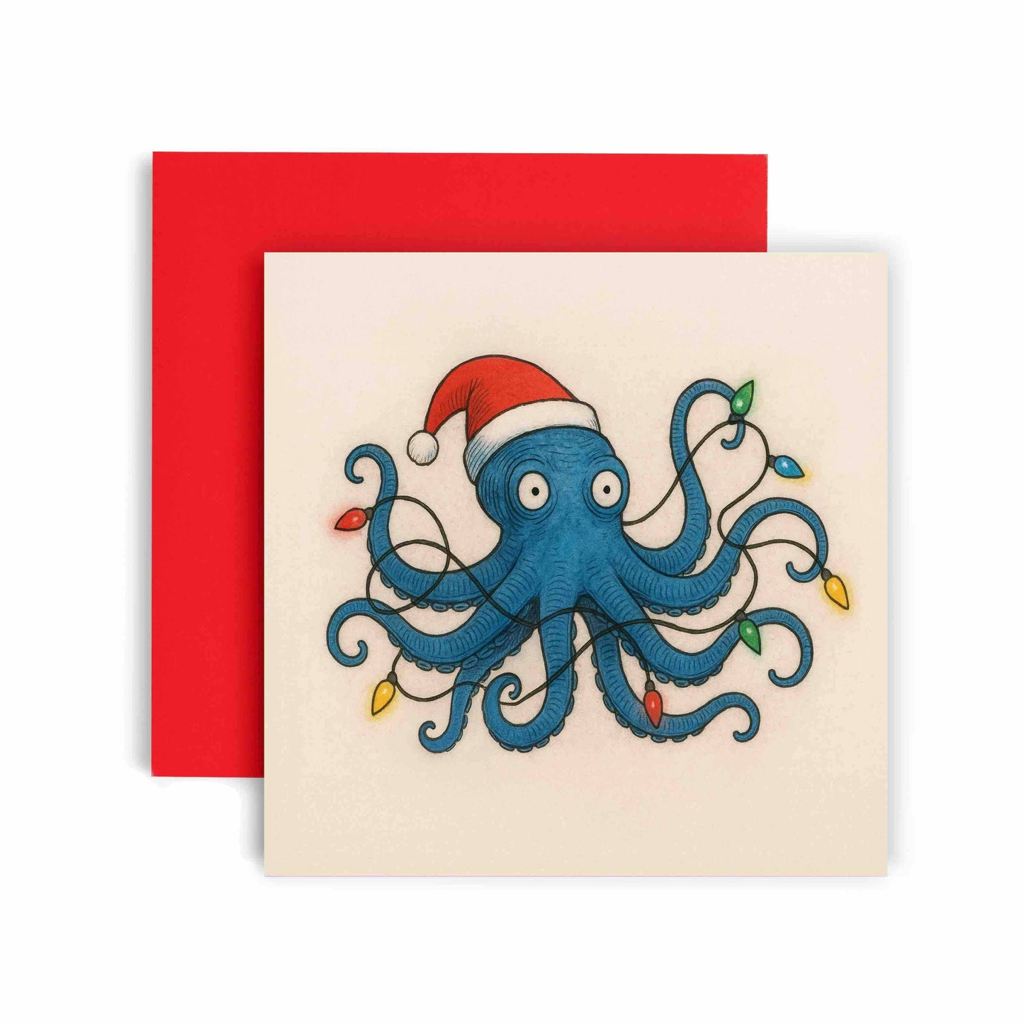Octopus Christmas Lights Christmas Card