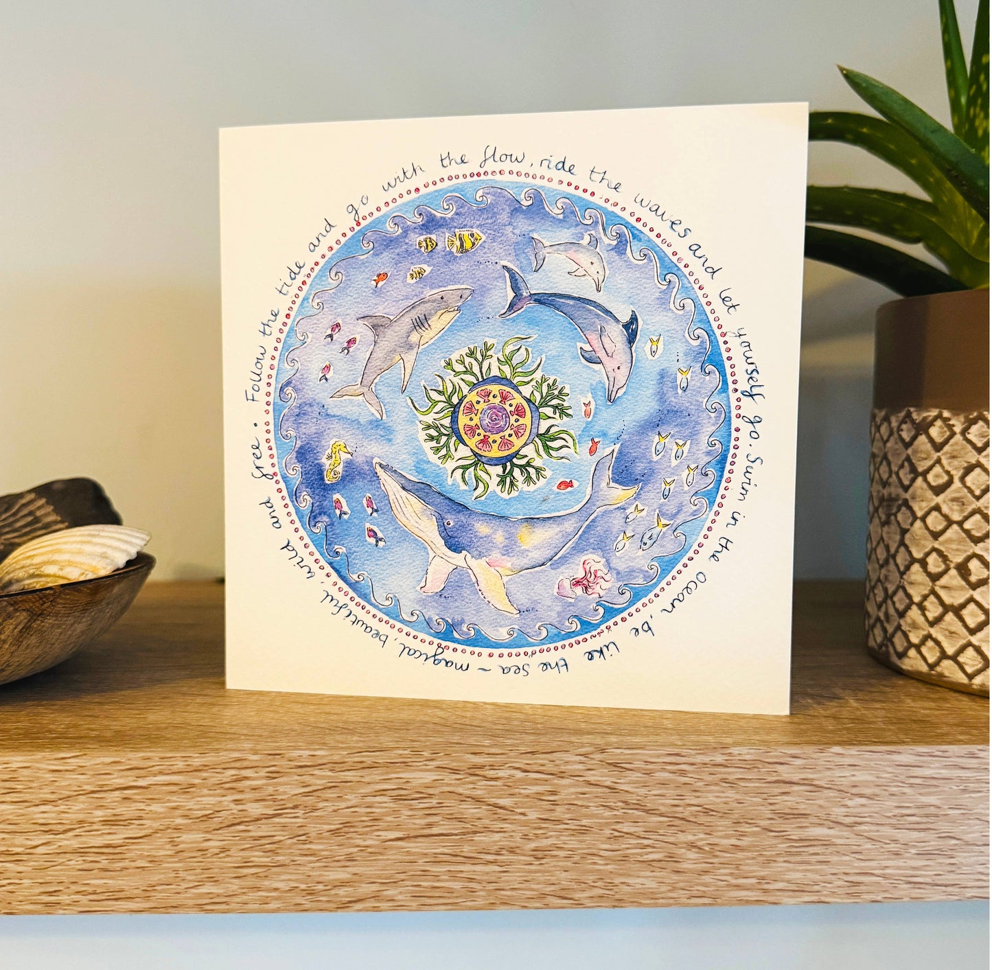 Go With The Flow Mindful Nature Art Card by Janine Drayson