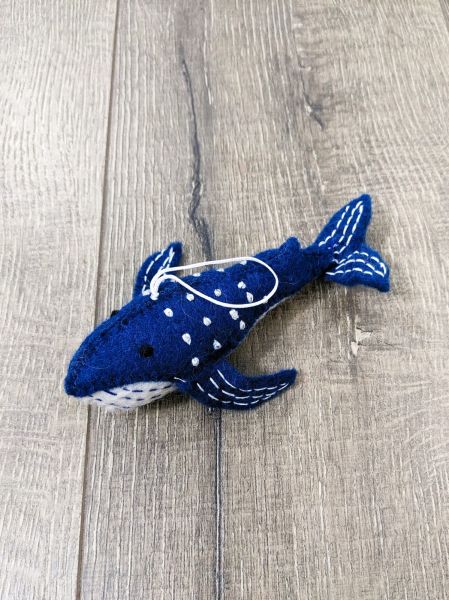 Handmade Hanging Felt Blue Whale, 100% Wool