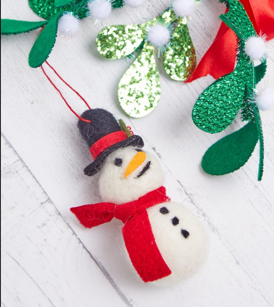 Sass and Belle, Felt Smiley Snowman Hanging Decoration