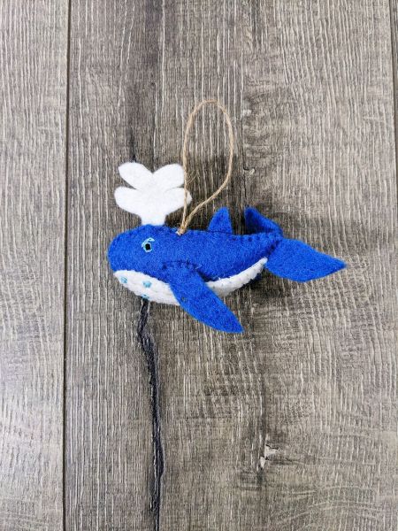 Handmade Hanging Felt Whale, 100% Wool