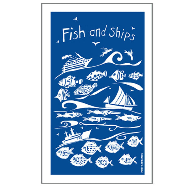 'Fish and Ships' Tea Towel